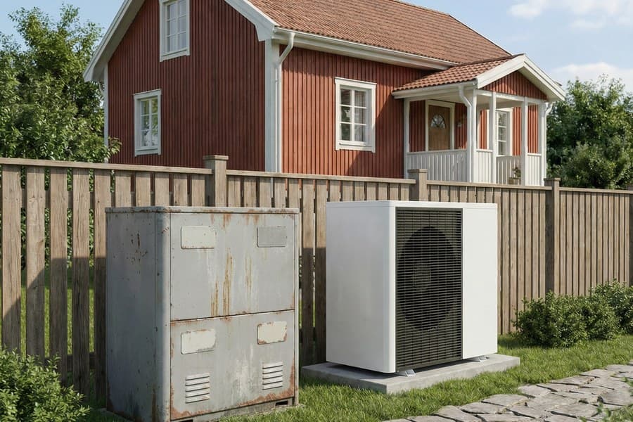 Byte av luftvärmepump – ny och gammal enhet